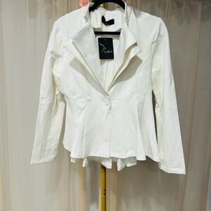 Noir White Stretch Blazer Jacket – Made in USA – Size XL – NWT